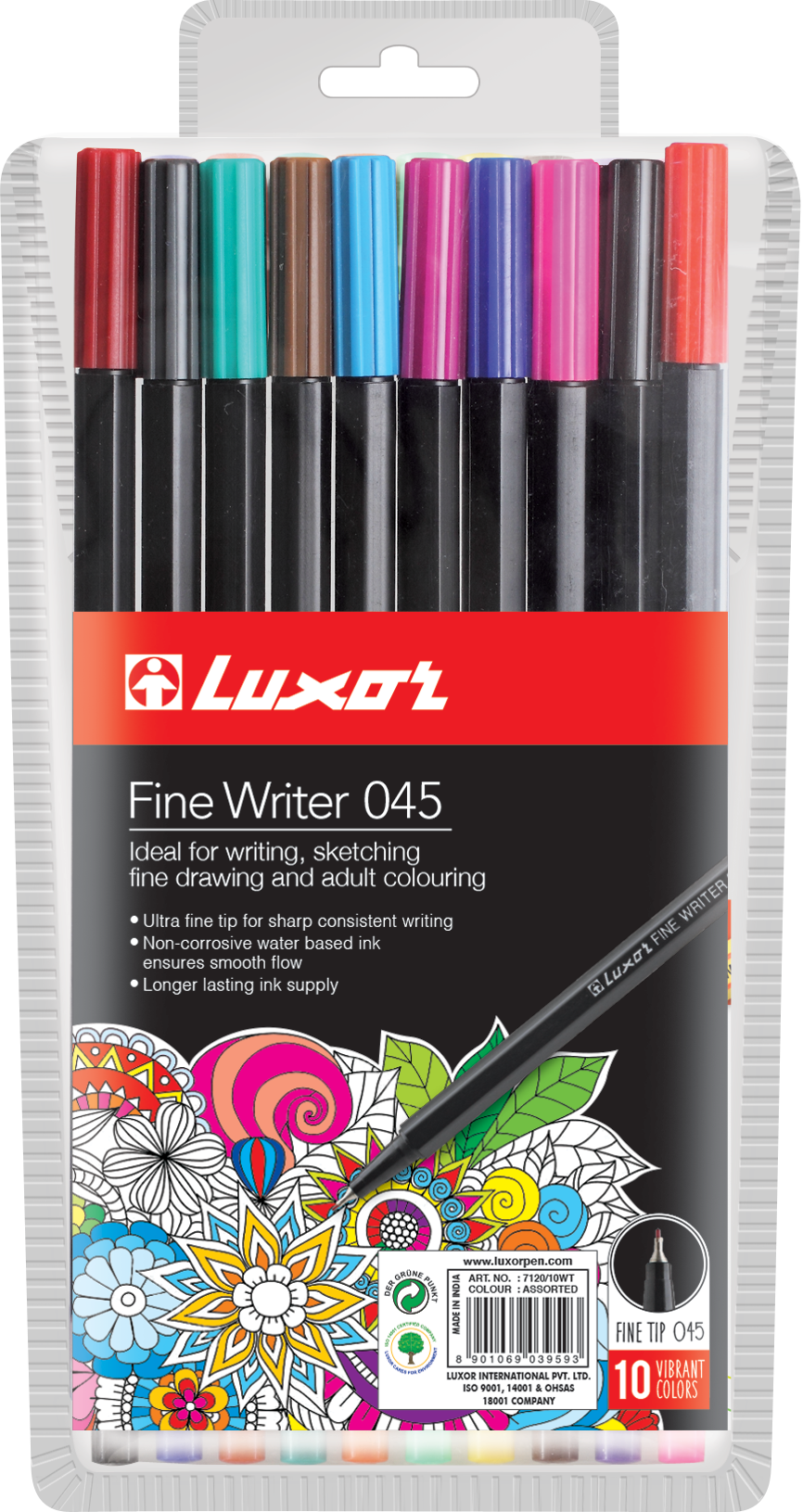Caja Marcadores Fine Writer x10 Varios Colores