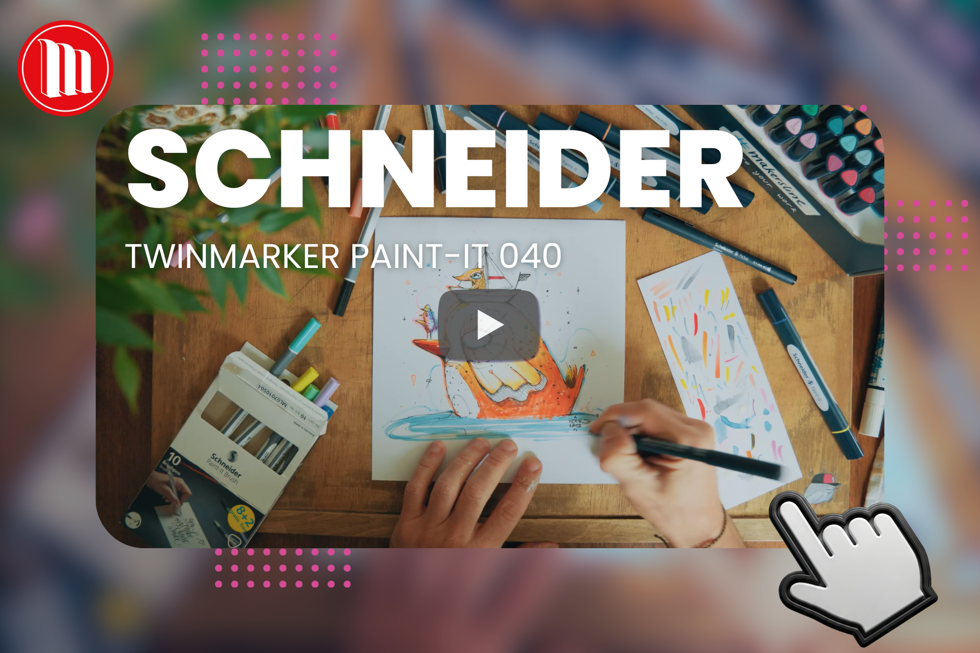 Dibujando un pájaro con marcadores de pincel y delineadores finos Schneider
