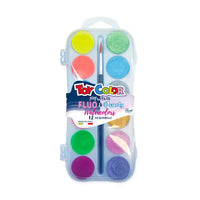 SET DE 12 ACUARELAS FLUO Y PEARLY 30ML TOYCOLOR