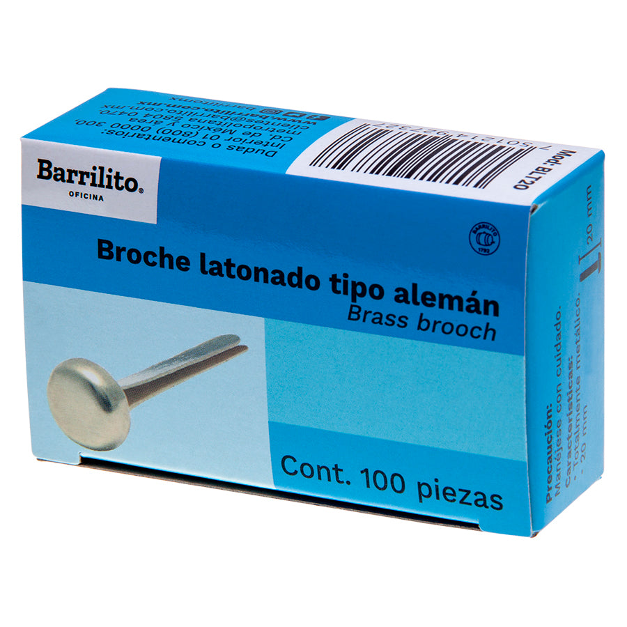 Broche latonado tipo alemán 20 mm Barrilito