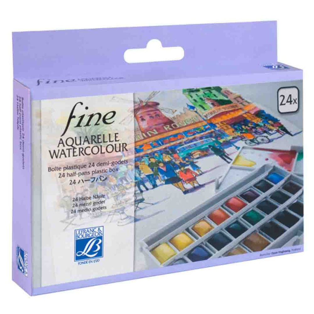 Acuarela fine caja plástica x24 colores Lefranc Bourgeois