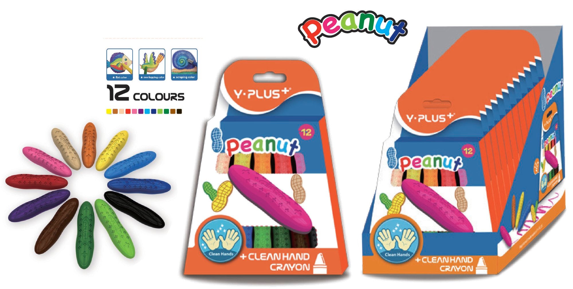 Crayones Peanut Y-PLUS 12 Colores